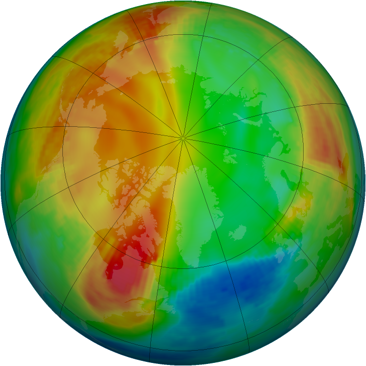 Arctic ozone map for 14 January 1986